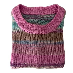 Loft pink blue rainbow space dye sweater women’s small